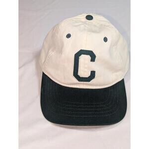 H&M Mens Baseball Cap Hat Cream Green Letter C Embroidered Adjustable One Size